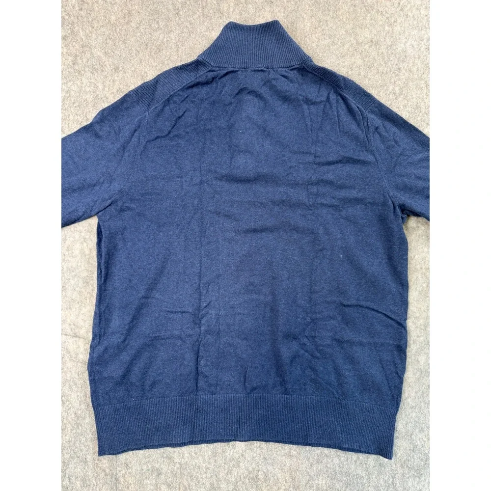 Banana Republic Sweater Men XL Blue Cotton Mock Neck Button Pullover Classic L/S